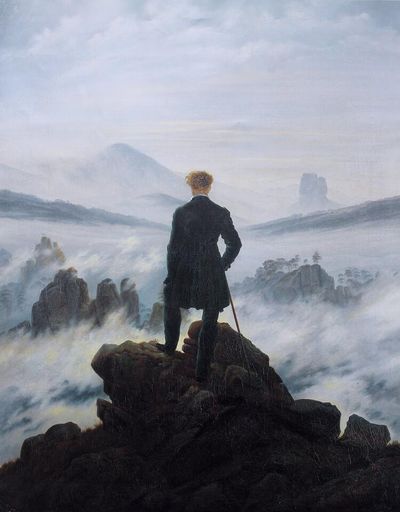 David Casper Friedrich's painting, Wanderer aove the Sea of Fog